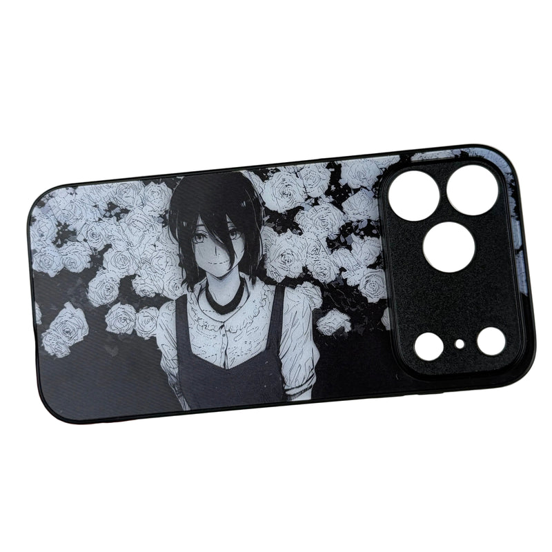 Black Reze Glance Back lenticular phone case with floral artwork