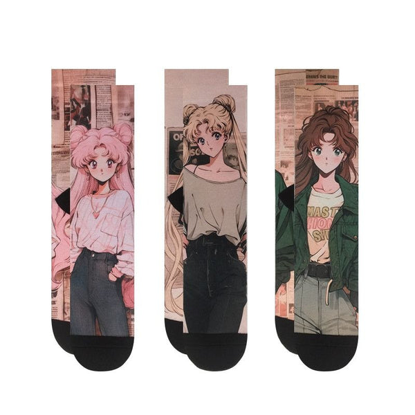 Cartoon Graffiti Trendy Socks - Cotton Crew (Unisex)