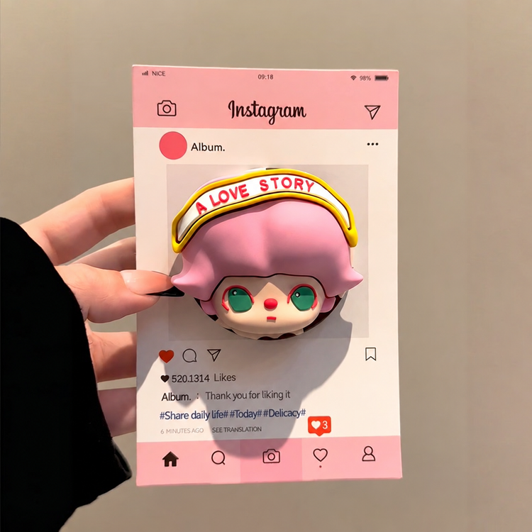 DIMOO Pink-Hair Magnetic Phone Case & Stand Options — watermark restoration