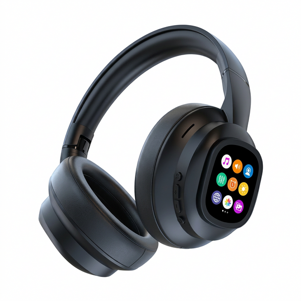 Touchscreen Wireless Over-Ear Headphones — complete product on white background