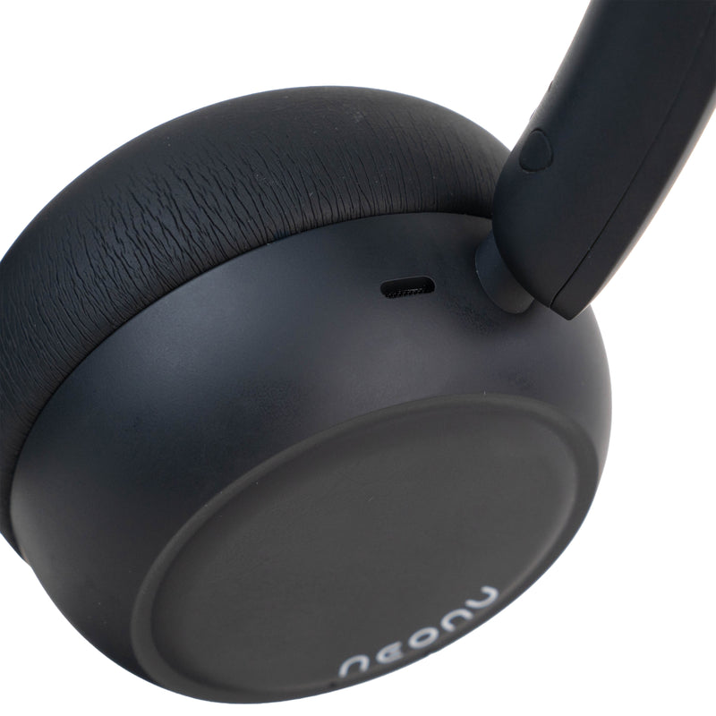 Black Custom Anime Display Headphones, charging port and earcup detail