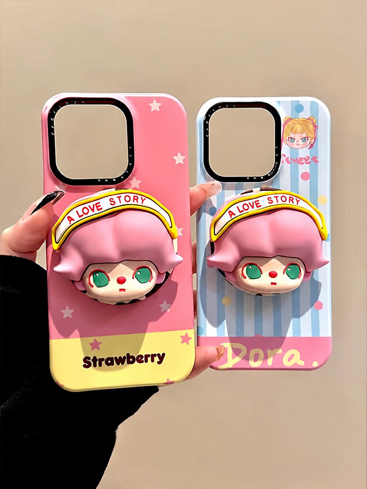 DIMOO Pink-Hair Magnetic Phone Case & Stand Options — watermark restoration