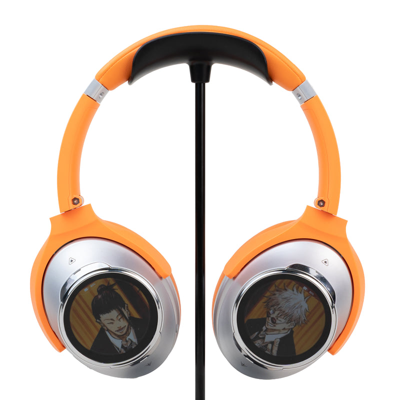 Dual-Screen ANC Headphones with Jujutsu Kaisen artwork shown on the customizable displays