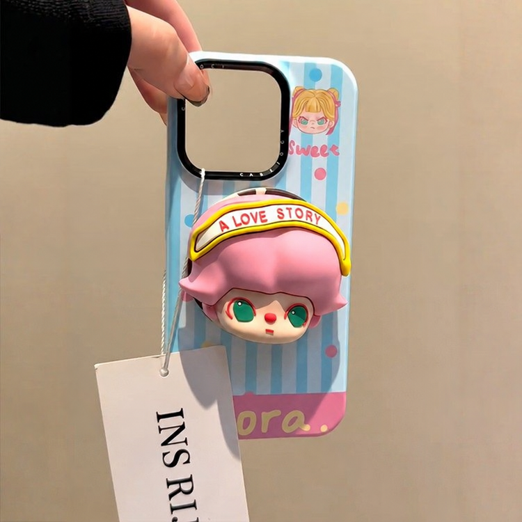 DIMOO Pink-Hair Magnetic Phone Case & Stand Options — watermark restoration