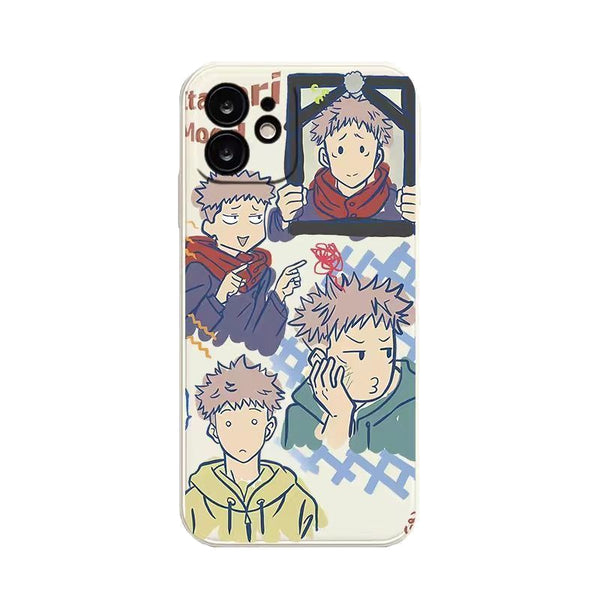 Jujutsu Kaisen Yuji Itadori Phone Case — 3 Styles on a pure white background