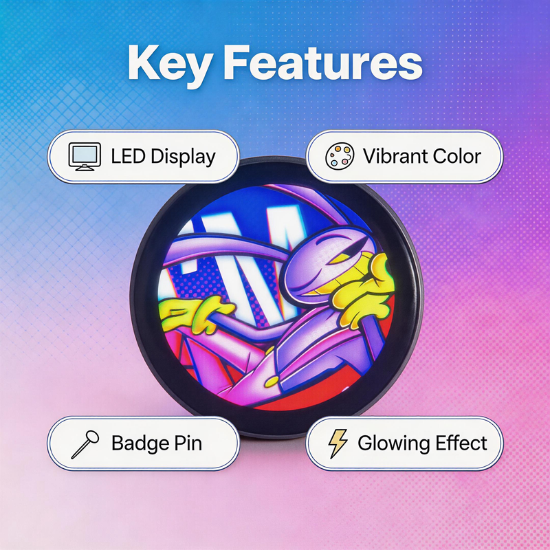 LED Anime Badge Pin for Itabags & Con Fits