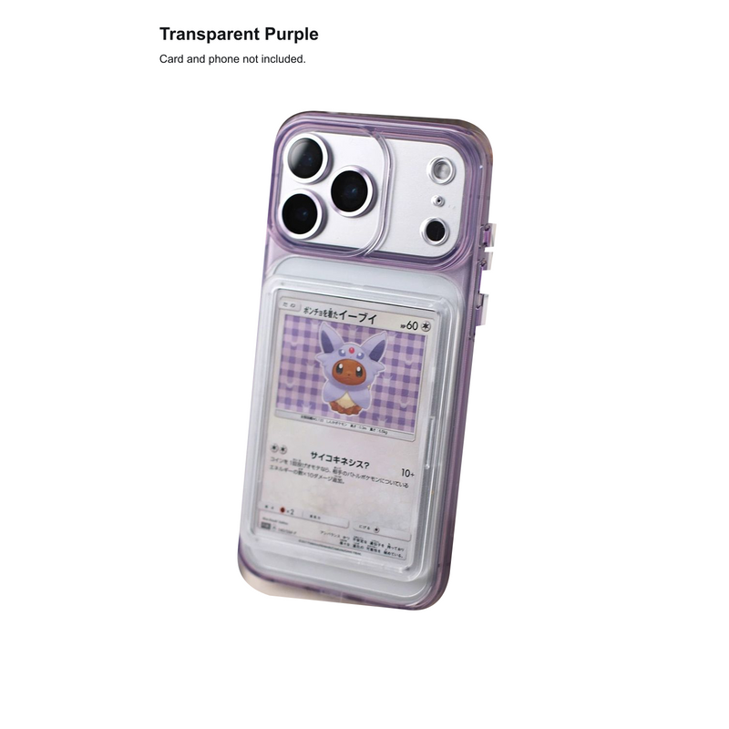 Transparent Purple trading-card display phone case; card not included