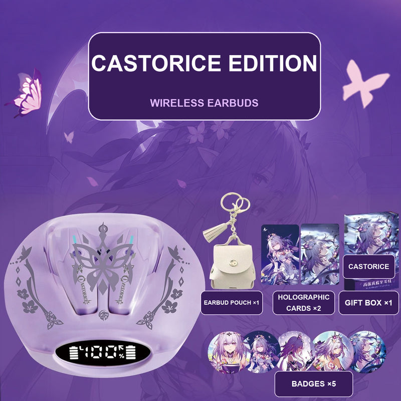 Castorice wireless earbuds with character accessory set