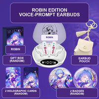 Robin voice-prompt wireless earbuds and character accessory set