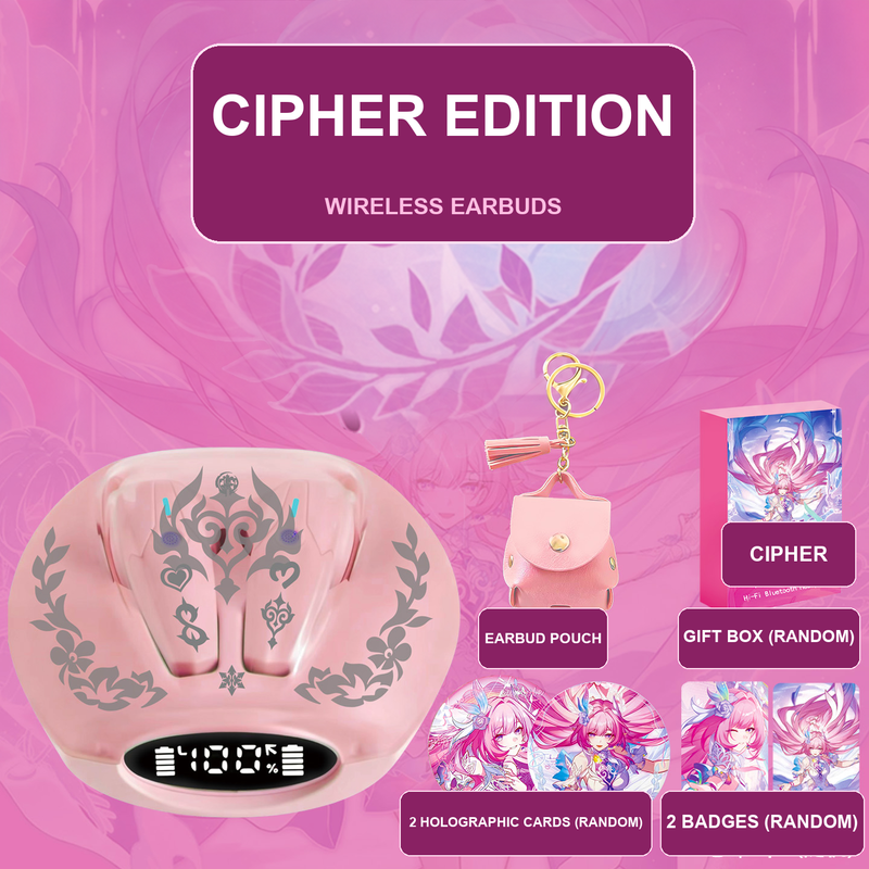 Cipher wireless earbuds with character accessory set