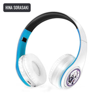 Hina Sorasaki anime voice Bluetooth headphones — White / Blue