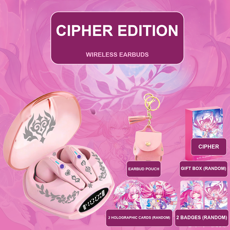 Cipher wireless earbuds with character accessory set