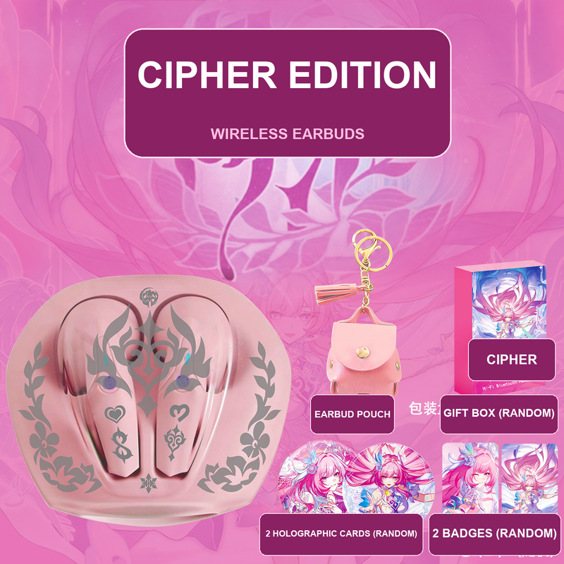 Cipher wireless earbuds with character accessory set