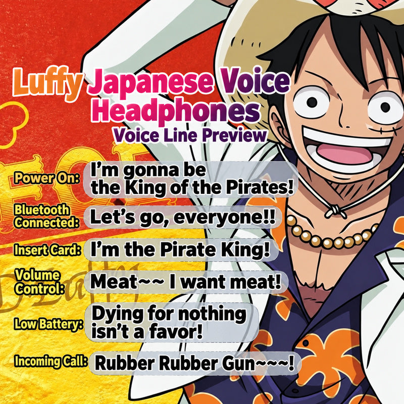 One Piece Voice Headphones — Luffy & Zoro Over-Ear Bluetooth with Japanese Prompts — product image 6