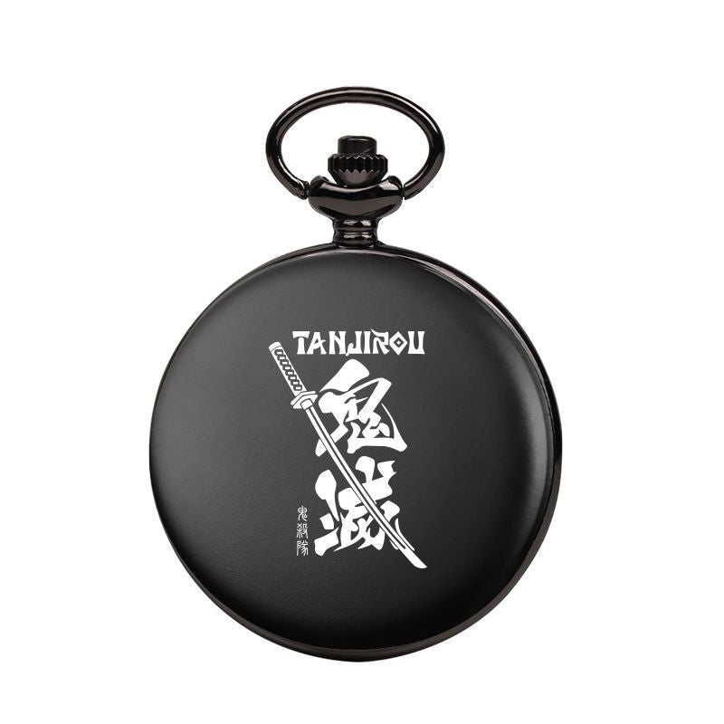 Demon Slayer Pocket Watch — Engraved Quartz Watch on Chain or Necklace