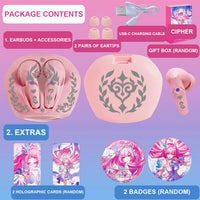 Cipher wireless earbuds package contents — design 1