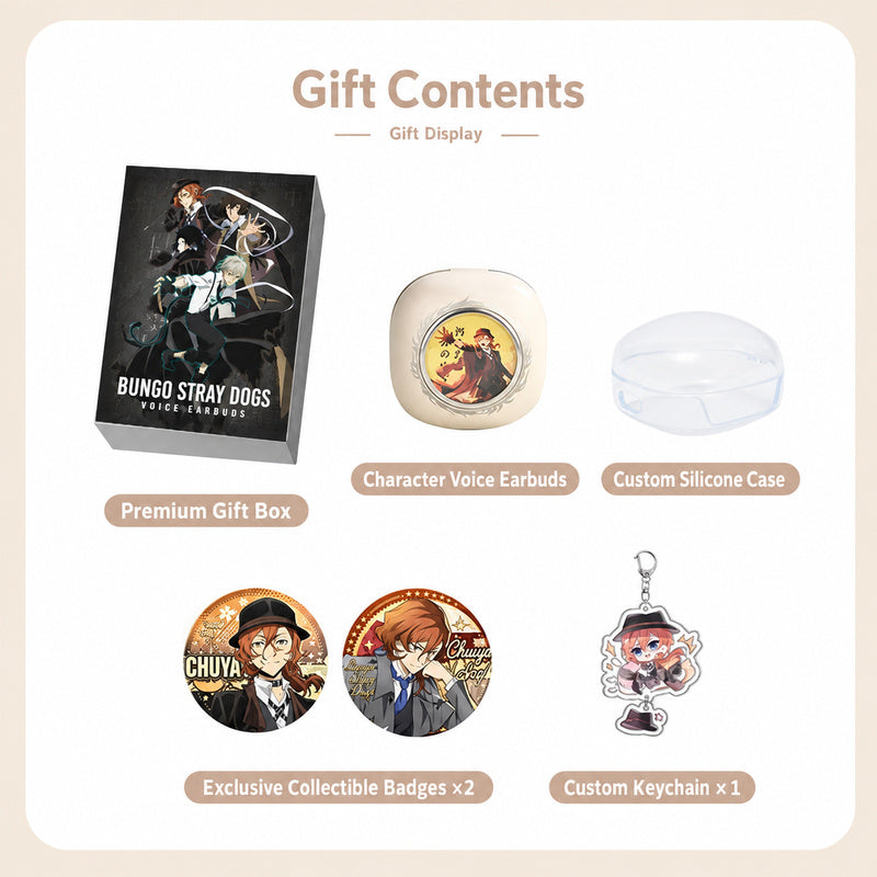 Bungo Stray Dogs Voice Earbuds — Dazai & Chuya Bluetooth with Silicone Case — product image 7
