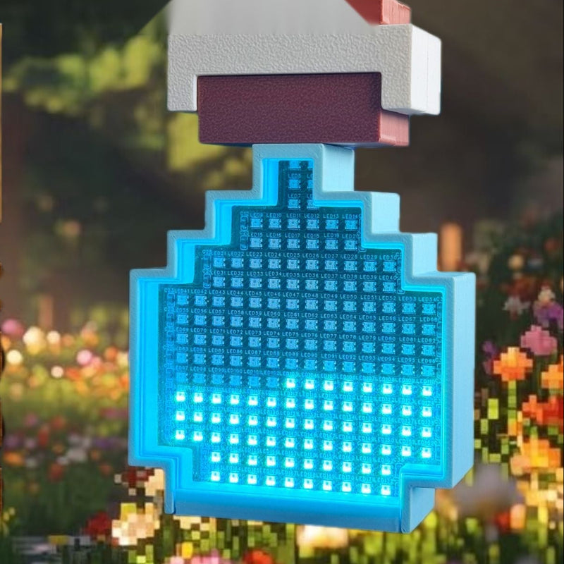 Minecraft Potion Bottle LED Pendant - Color-Changing Pixel Light (Free Keychain)