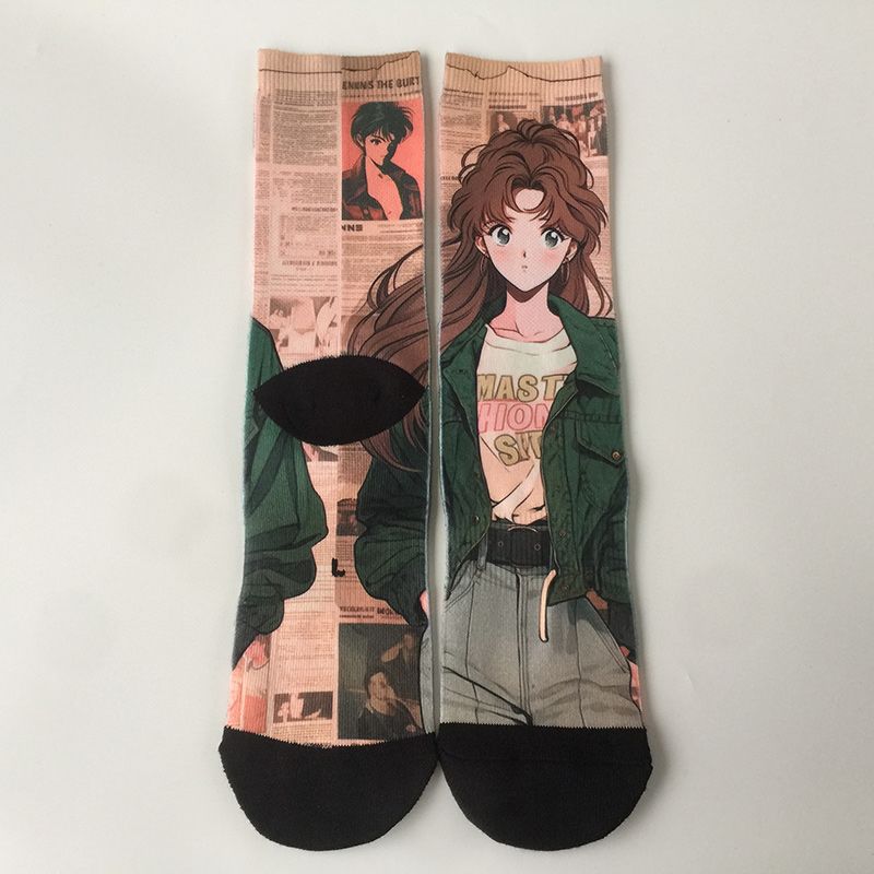 Cartoon Graffiti Trendy Socks - Cotton Crew (Unisex)