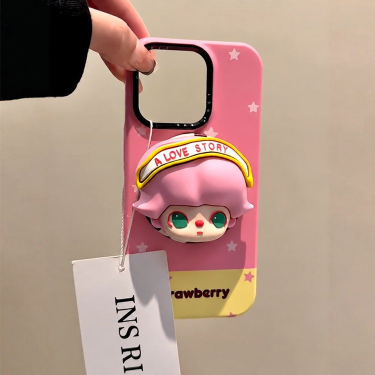 DIMOO Pink-Hair Magnetic Phone Case & Stand Options — watermark restoration