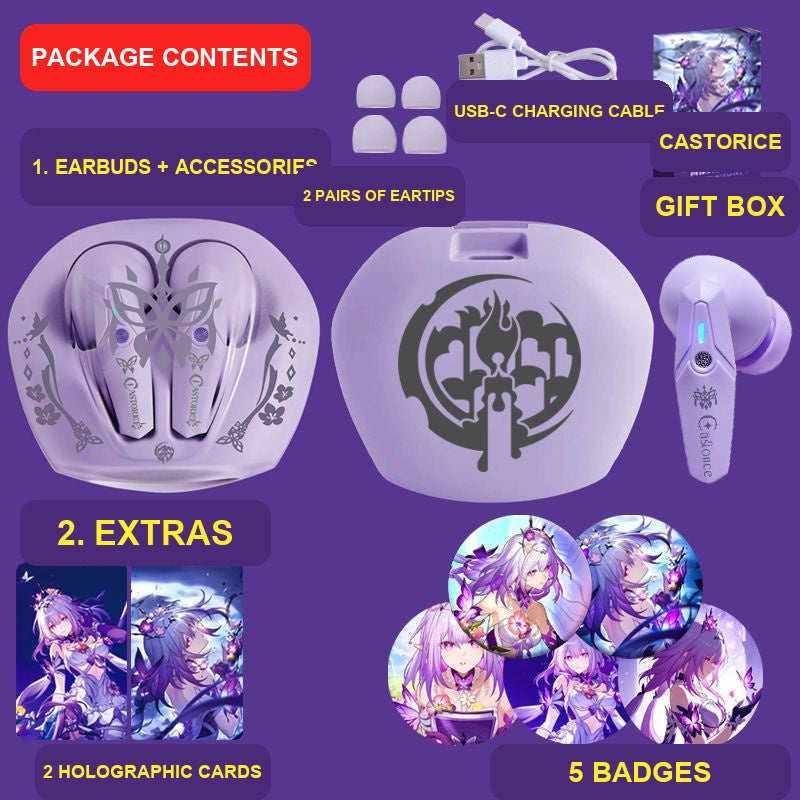 Castorice wireless earbuds package contents — design 4