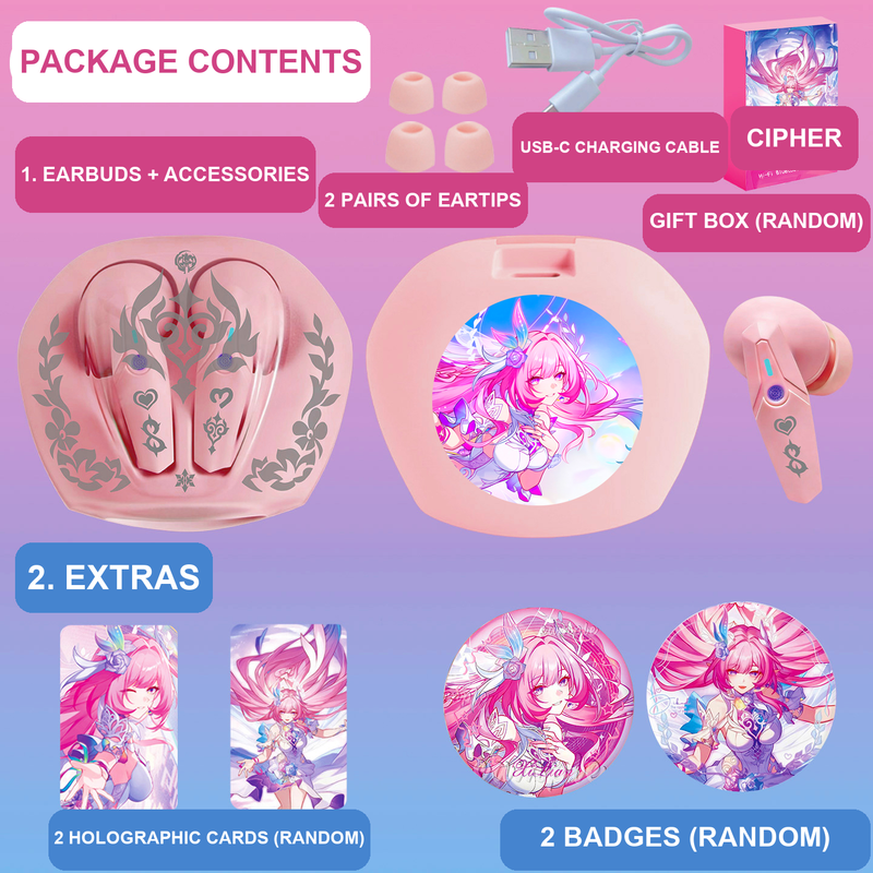 Cipher wireless earbuds package contents — design 4