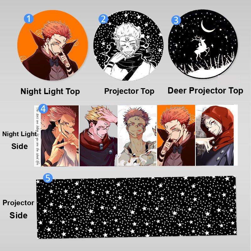 JJK Projection Night Light - Rotating Star Projector Lamp — Ryomen Sukuna S03 / Warm Light