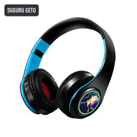 Suguru Geto anime voice Bluetooth headphones — Black / Blue