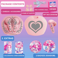 Cipher wireless earbuds package contents — design 9
