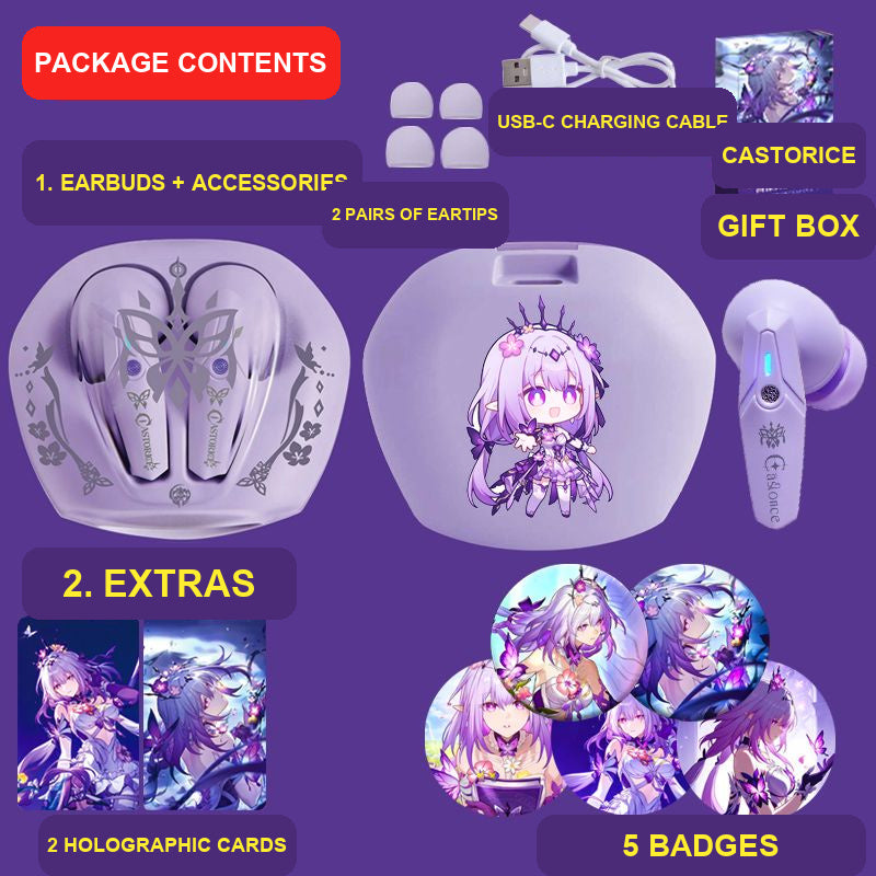 Castorice wireless earbuds package contents — design 10