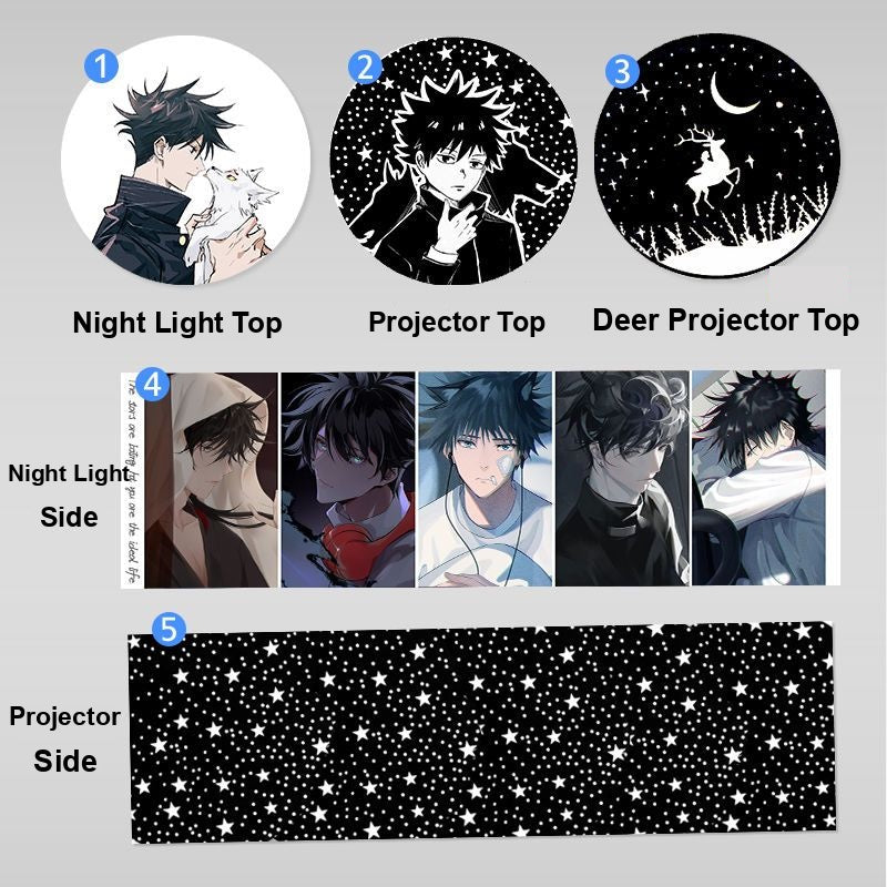 JJK Projection Night Light - Rotating Star Projector Lamp — Megumi Fushiguro S02 / Warm Light