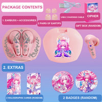 Cipher wireless earbuds package contents — design 11