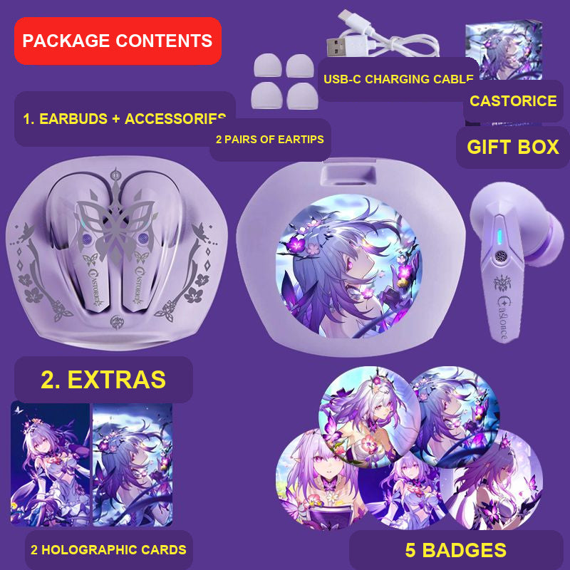 Castorice wireless earbuds package contents — design 13