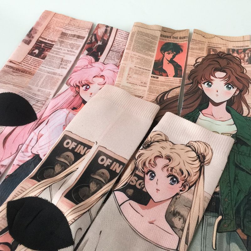 Cartoon Graffiti Trendy Socks - Cotton Crew (Unisex)