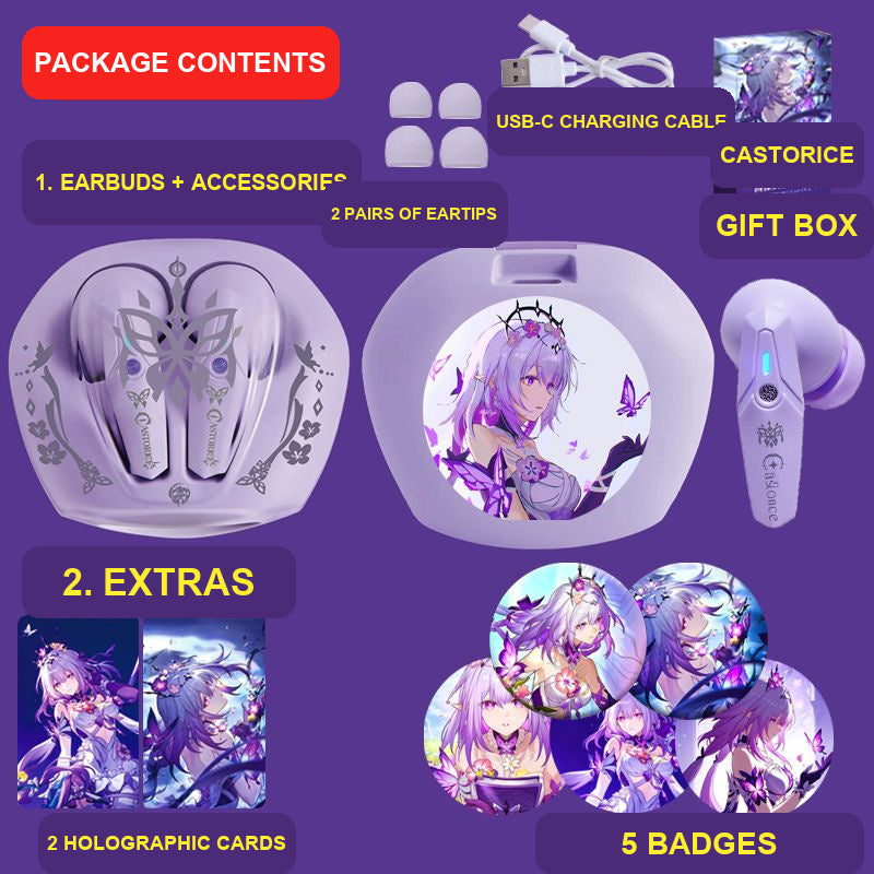 Castorice wireless earbuds package contents — design 14