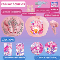 Cipher wireless earbuds package contents — design 14