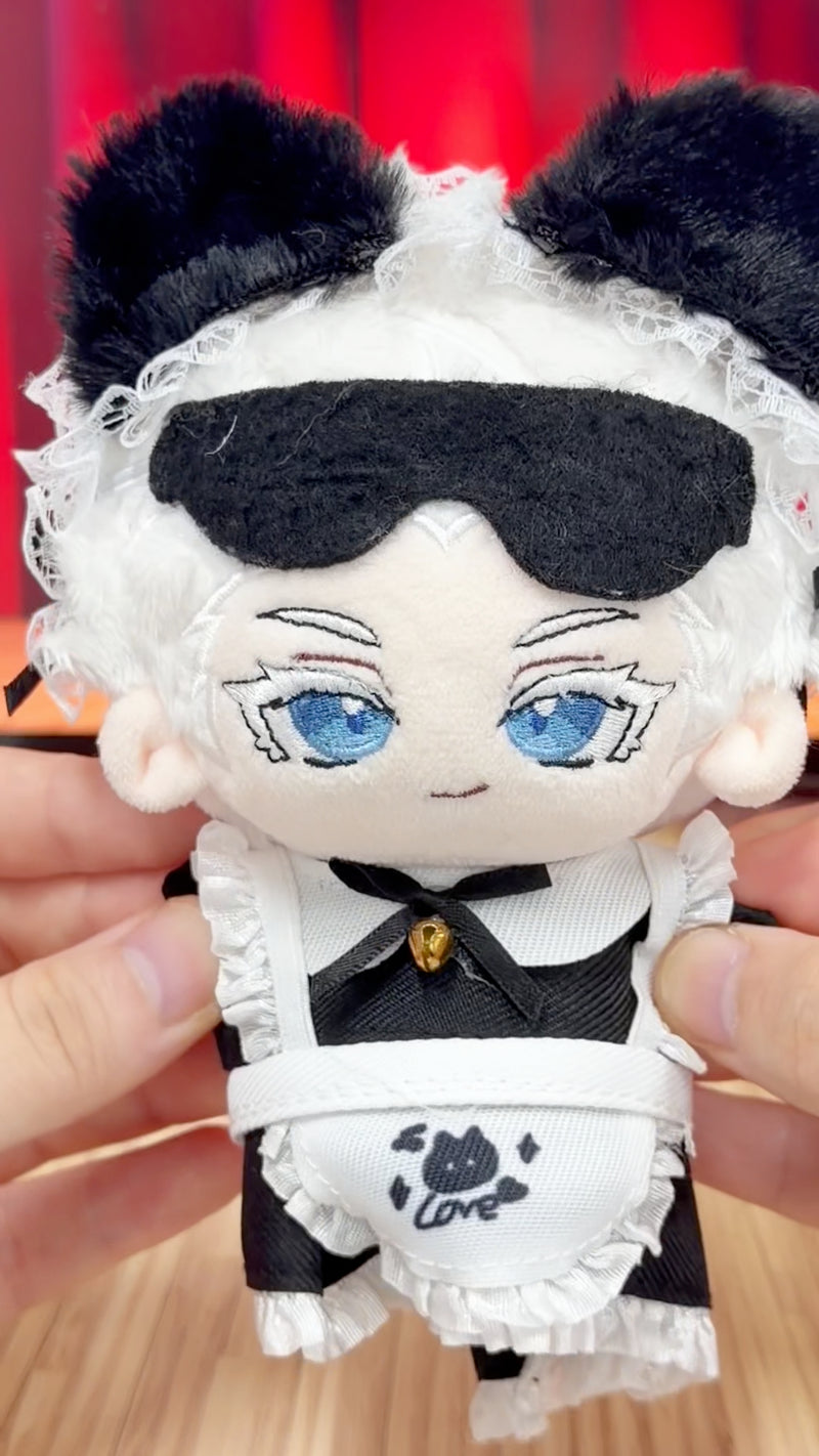 Cat Maid Outfit Set for 10cm Cotton Doll - Ears, Dress, Bib & Tail