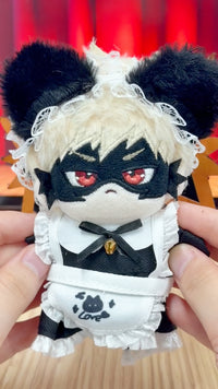 Cat Maid Outfit Set for 10cm Cotton Doll - Ears, Dress, Bib & Tail