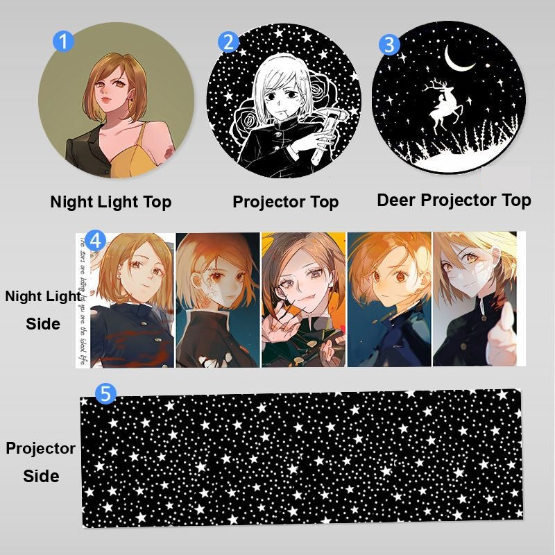 JJK Projection Night Light - Rotating Star Projector Lamp — Nobara Kugisaki S01 / Warm Light
