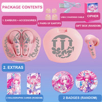 Cipher wireless earbuds package contents — design 16