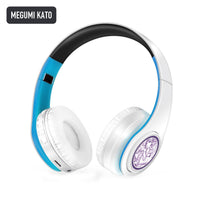 Megumi Kato anime voice Bluetooth headphones — White / Blue