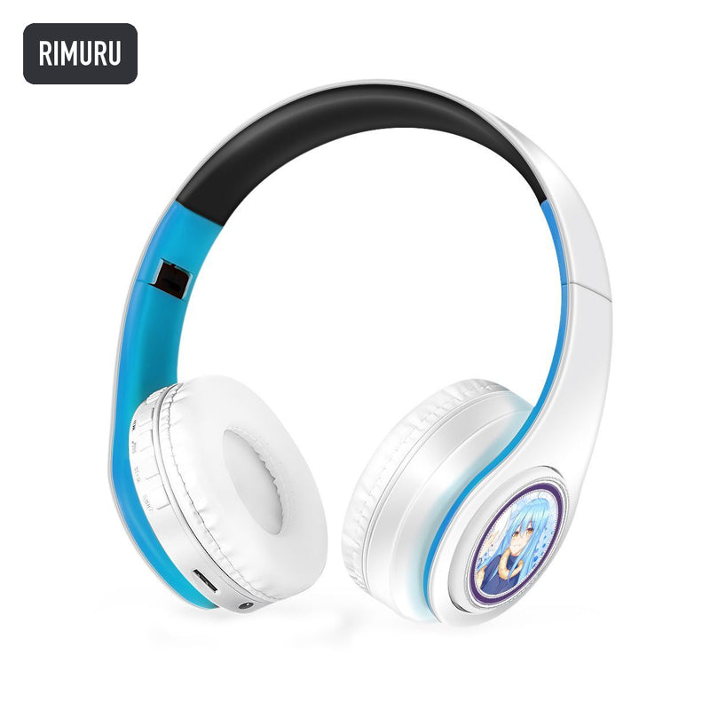 Rimuru anime voice Bluetooth headphones — White / Blue