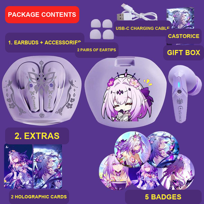 Castorice wireless earbuds package contents — design 20