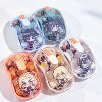 Demon Slayer Transparent Wireless Mouse — Silent Bluetooth Mouse with Character Charm Inside