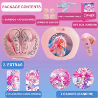 Cipher wireless earbuds package contents — design 23
