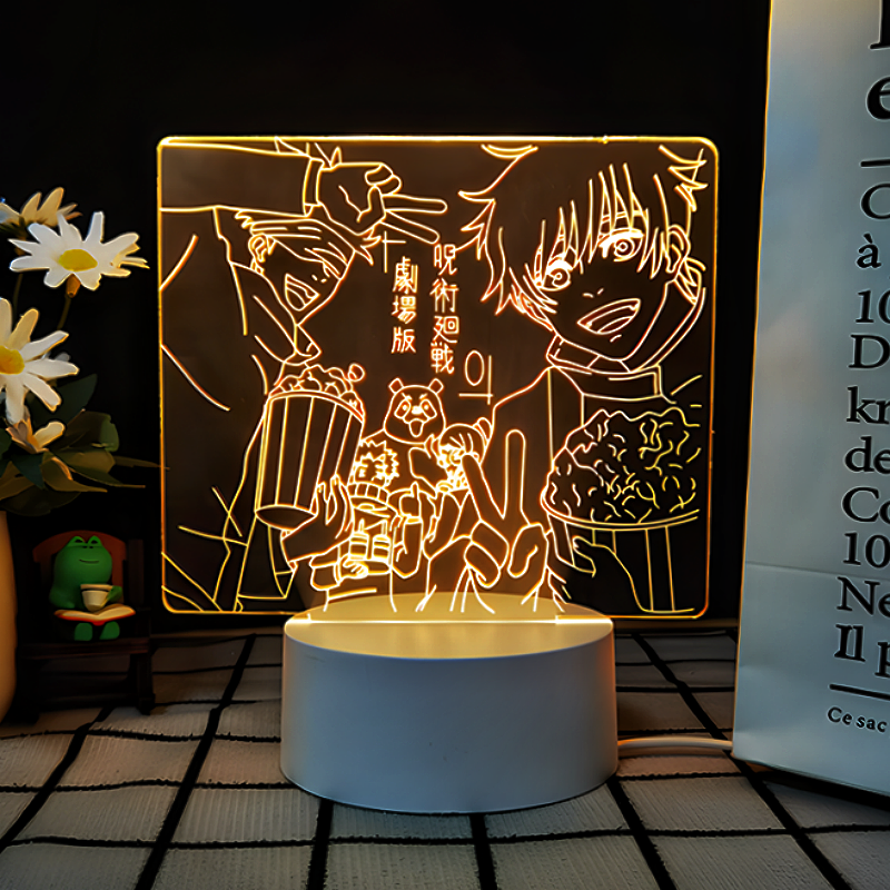 JJK 3D LED Night Light - Multi-Color Dimmable Desk Lamp — Satoru Gojo & Yuji Itadori / 3 Colors + Switch