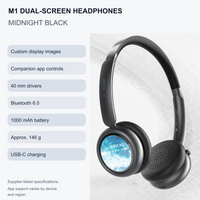 Black M1 headphones with supplier-listed specifications and companion-app features