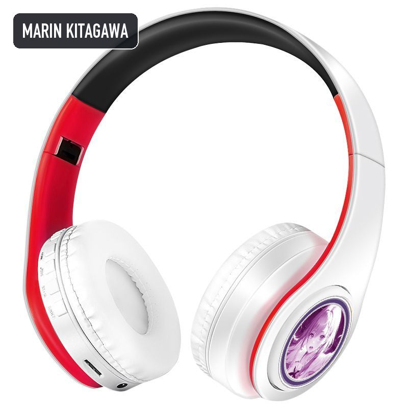 Marin Kitagawa anime voice Bluetooth headphones — White / Blue