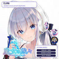Elaina anime voice Bluetooth headphones — White / Gold