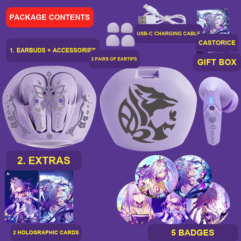 Castorice wireless earbuds package contents — design 28